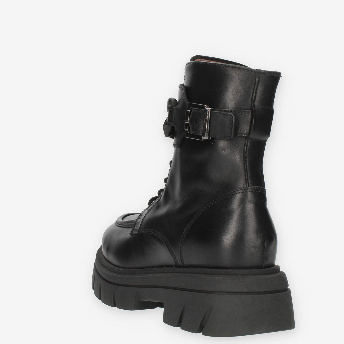 Nero Giardini Anfibi neri da donna con catena