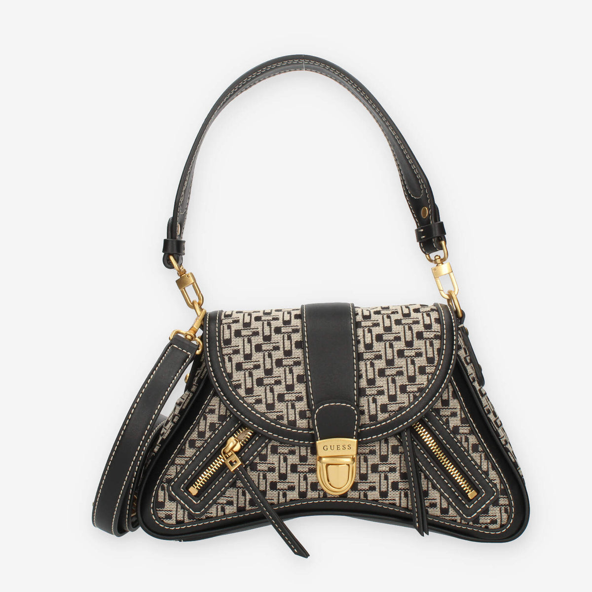Guess Belle Vintage Borsa a tracolla nera e beige logata