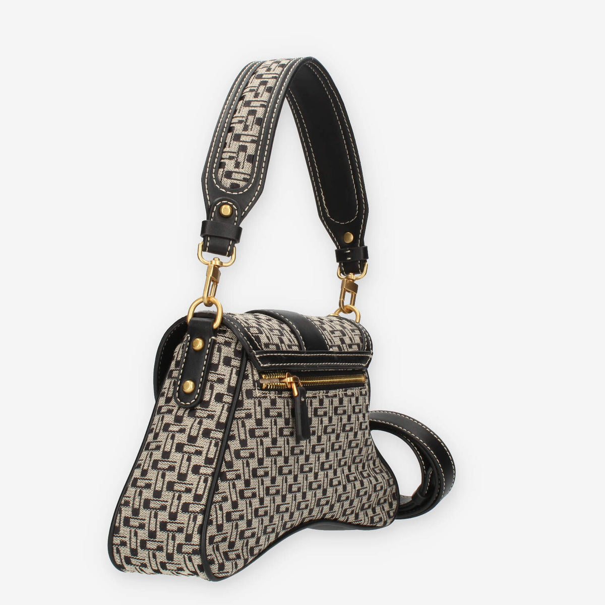 Guess Belle Vintage Borsa a tracolla nera e beige logata