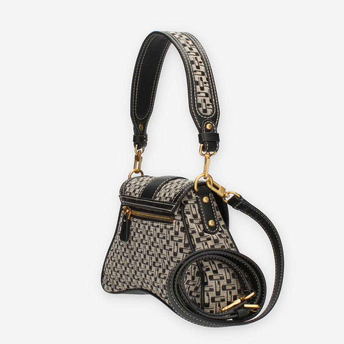Guess Belle Vintage Borsa a tracolla nera e beige logata