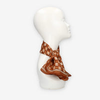 Alviero Martini Prima Classe Foulard quadrato in seta Geo Intreccio cuoio