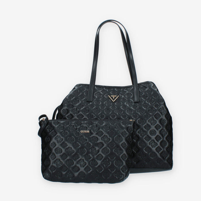 Guess Vikky Borsa shopping grande logata nera con pochette staccabile