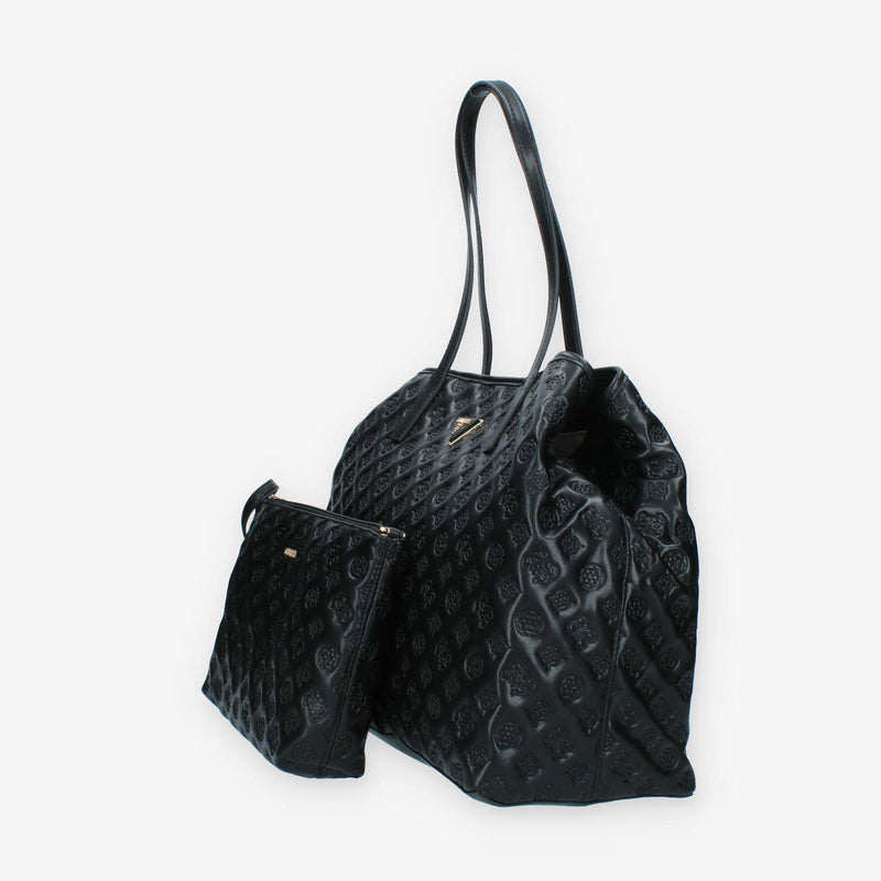 Guess Vikky Borsa shopping grande logata nera con pochette staccabile