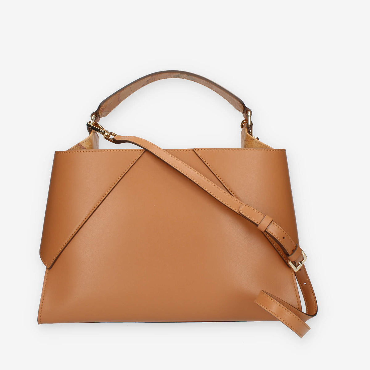 Alviero Martini Prima Classe Borsa a mano a 3 scomparti in pelle cuoio