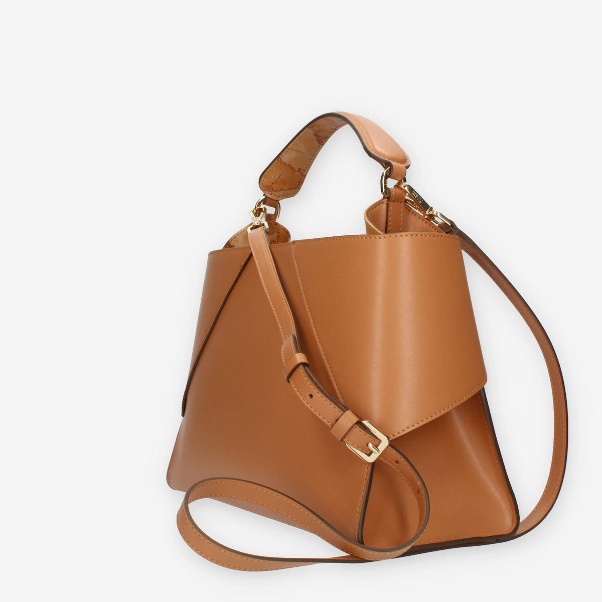 Alviero Martini Prima Classe Borsa a mano a 3 scomparti in pelle cuoio