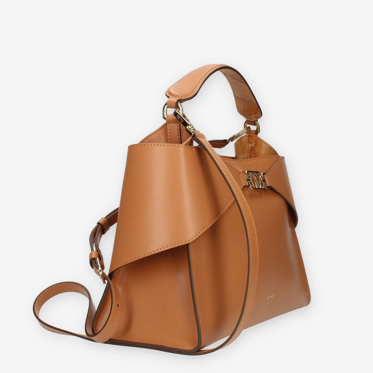 Alviero Martini Prima Classe Borsa a mano a 3 scomparti in pelle cuoio