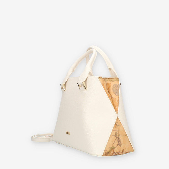 Alviero Martini Prima Classe Borsa a mano a 2 scomparti avorio e Geo Classic