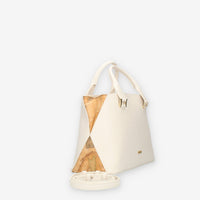 Alviero Martini Prima Classe Borsa a mano a 2 scomparti avorio e Geo Classic