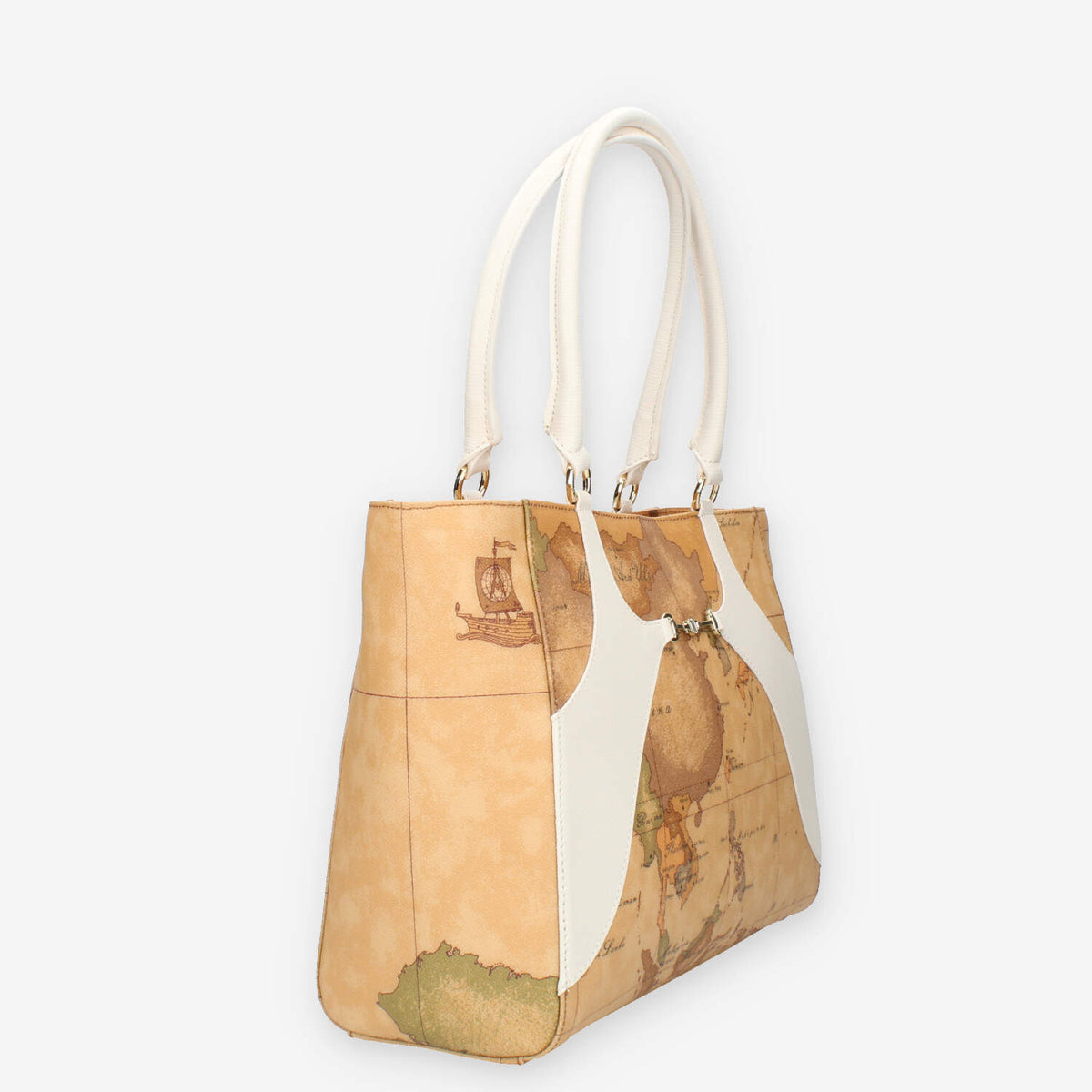 Alviero Martini Prima Classe Borsa modello shopping Geo Classic e avorio