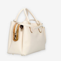 Alviero Martini Prima Classe Borsa a mano a 3 scomparti il pelle avorio e Geo Classic