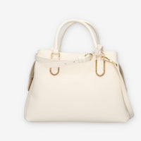Alviero Martini Prima Classe Borsa a mano a 3 scomparti il pelle avorio e Geo Classic