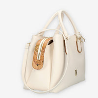Alviero Martini Prima Classe Borsa a mano a 3 scomparti il pelle avorio e Geo Classic