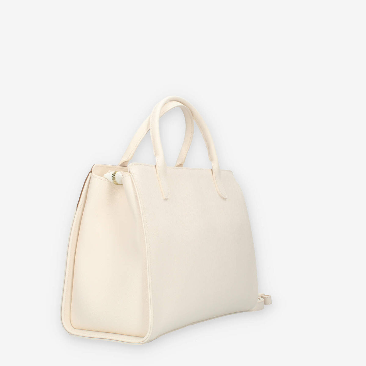 Alviero Martini Prima Classe Borsa a mano a 3 scomparti in saffiano avorio e Geo Classic