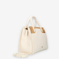 Alviero Martini Prima Classe Borsa a mano a 3 scomparti in saffiano avorio e Geo Classic