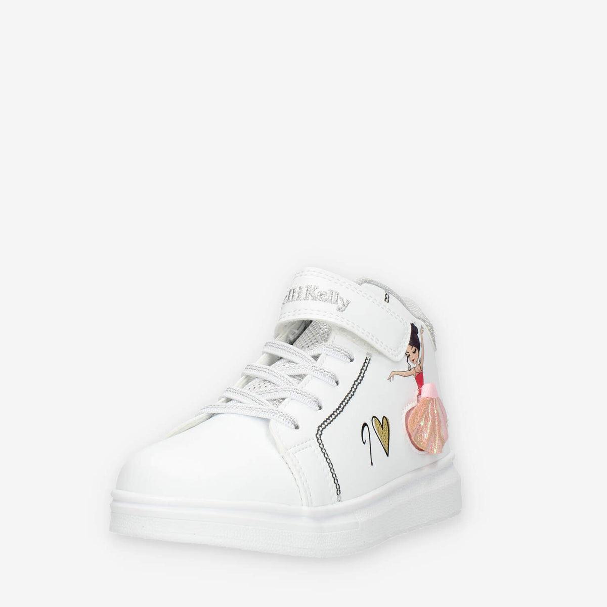 Lelli Kelly Mille Stelle Mid Sneakers alte bianche da bimba con paillettes