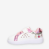 Lelli Kelly Gioiello Sneakers basse bianche e rosa da bimba con applicazioni e strass