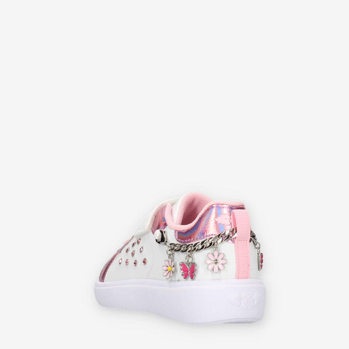 Lelli Kelly Gioiello Sneakers basse bianche e rosa da bimba con applicazioni e strass