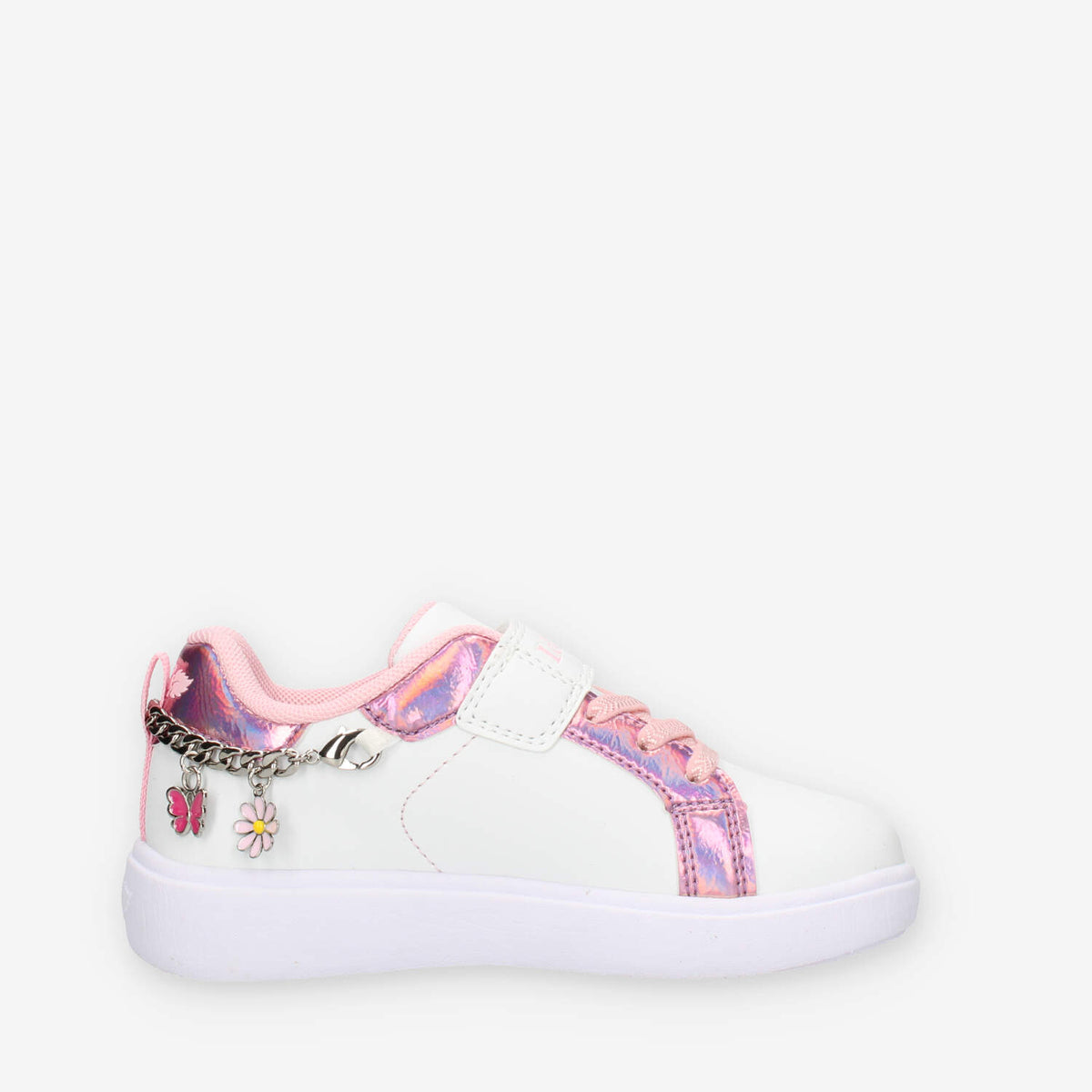 Lelli Kelly Gioiello Sneakers basse bianche e rosa da bimba con applicazioni e strass