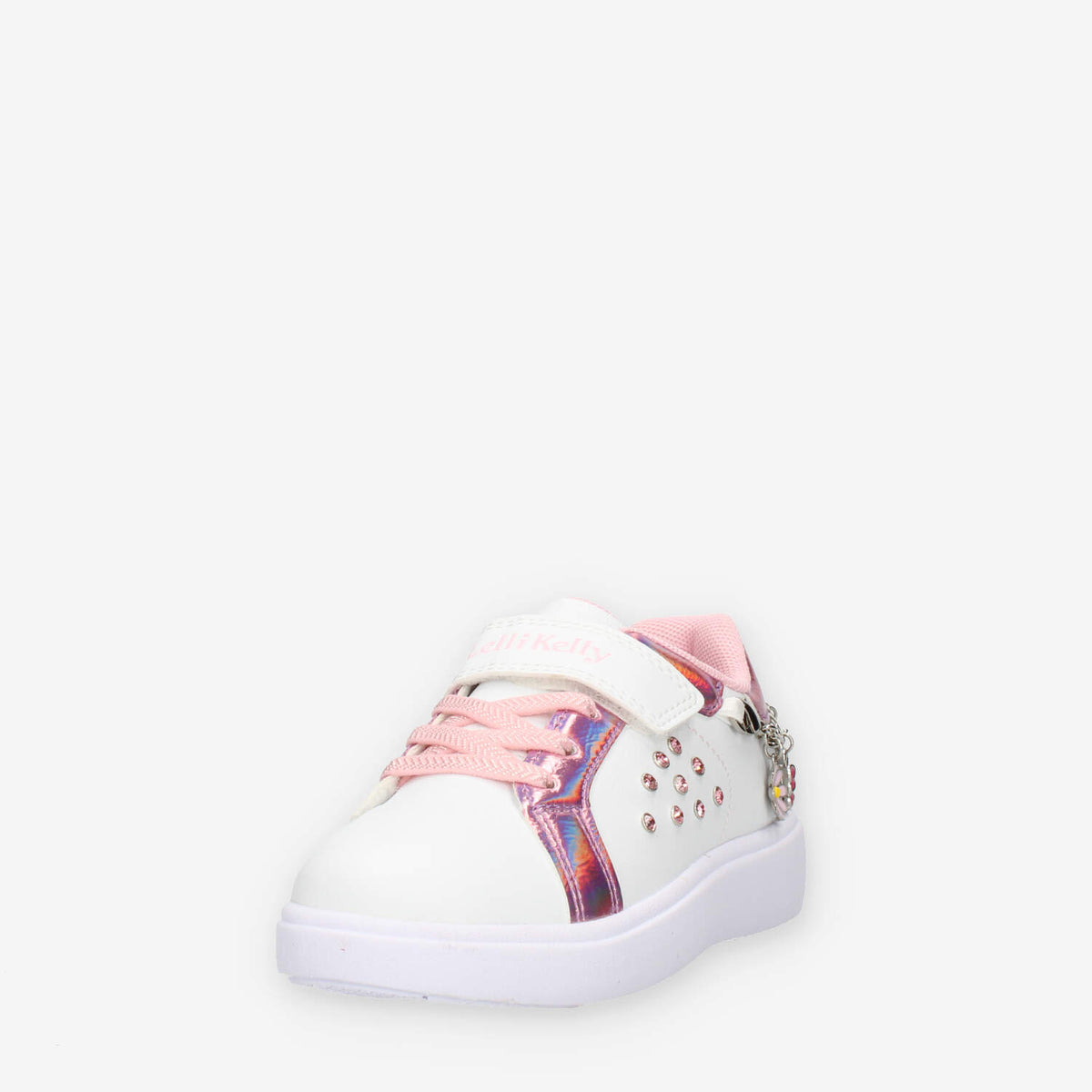 Lelli Kelly Gioiello Sneakers basse bianche e rosa da bimba con applicazioni e strass
