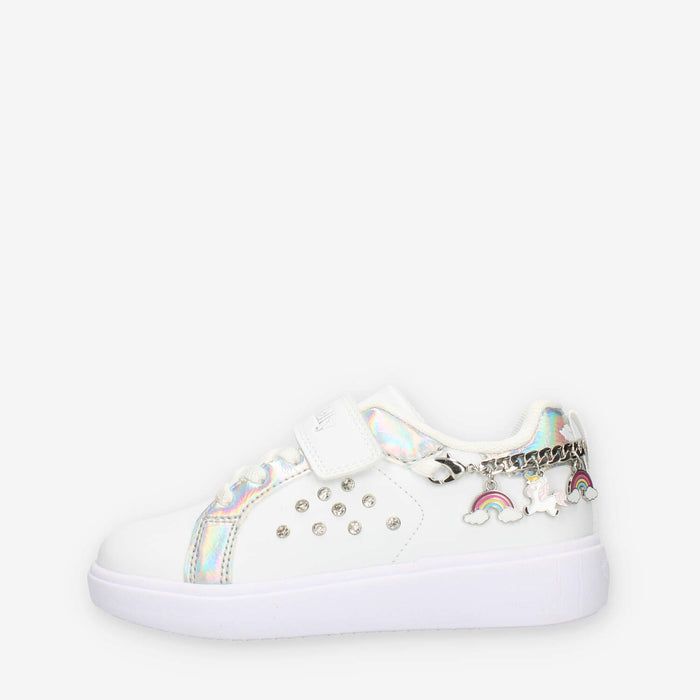Lelli Kelly Gioiello Sneakers basse bianche e argento da bimba con applicazioni e strass