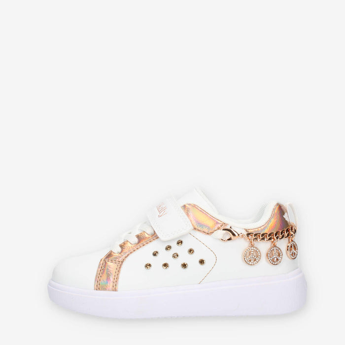 Lelli Kelly Gioiello Sneakers basse bianche e rame da bimba con applicazioni e strass