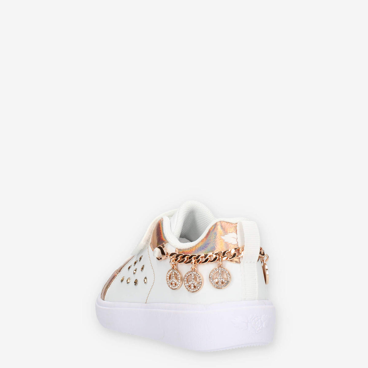 Lelli Kelly Gioiello Sneakers basse bianche e rame da bimba con applicazioni e strass
