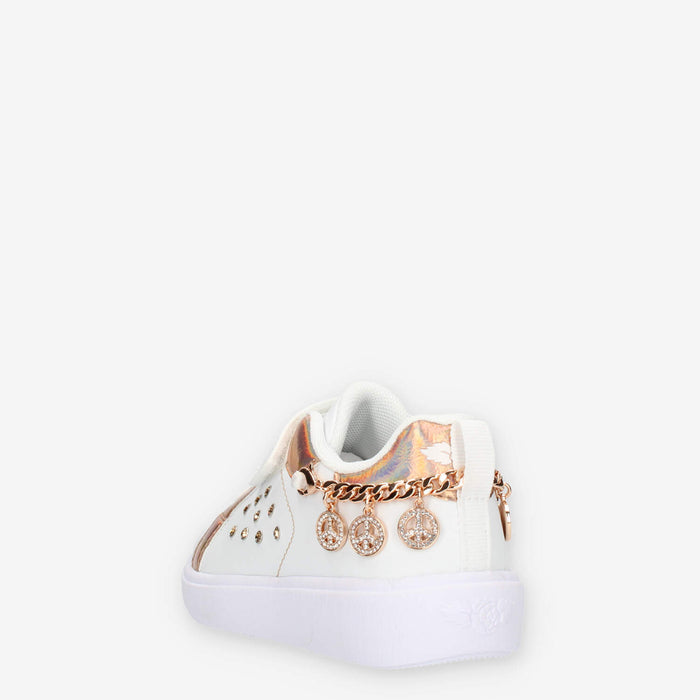 Lelli Kelly Gioiello Sneakers basse bianche e rame da bimba con applicazioni e strass
