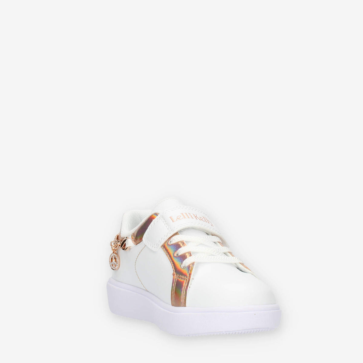 Lelli Kelly Gioiello Sneakers basse bianche e rame da bimba con applicazioni e strass