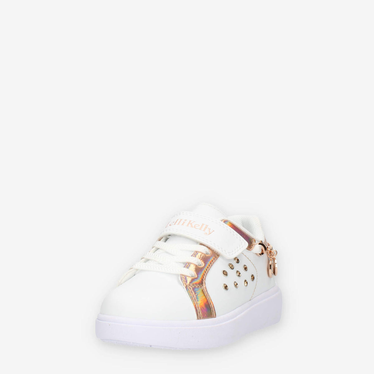 Lelli Kelly Gioiello Sneakers basse bianche e rame da bimba con applicazioni e strass