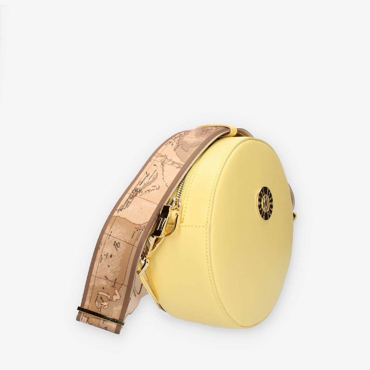 Alviero Martini Prima Classe Borsetta a tracolla tonda gialla con tracolla Geo Classic