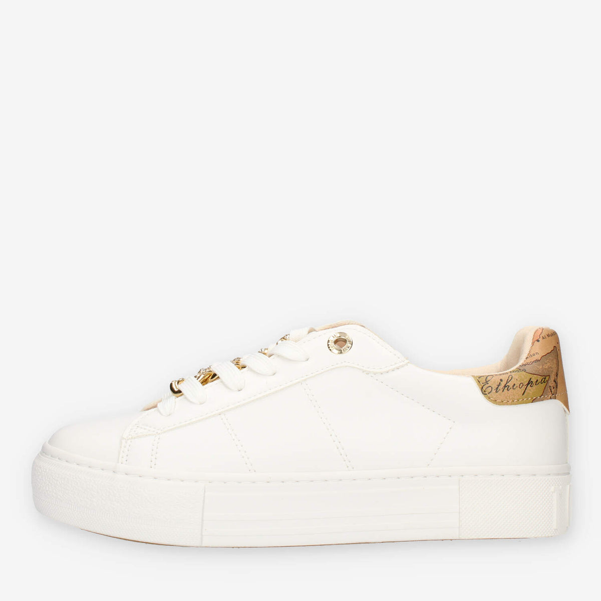 Alviero Martini Prima Classe Sneakers linea junior bianche e Geo Classic con catena e strass