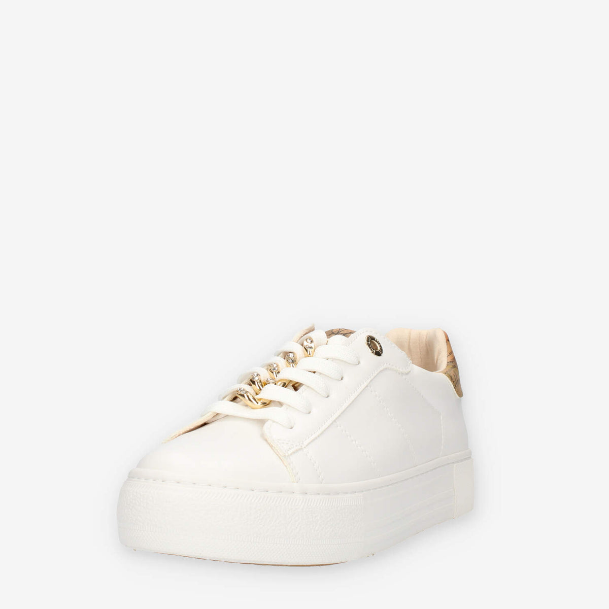 Alviero Martini Prima Classe Sneakers linea junior bianche e Geo Classic con catena e strass