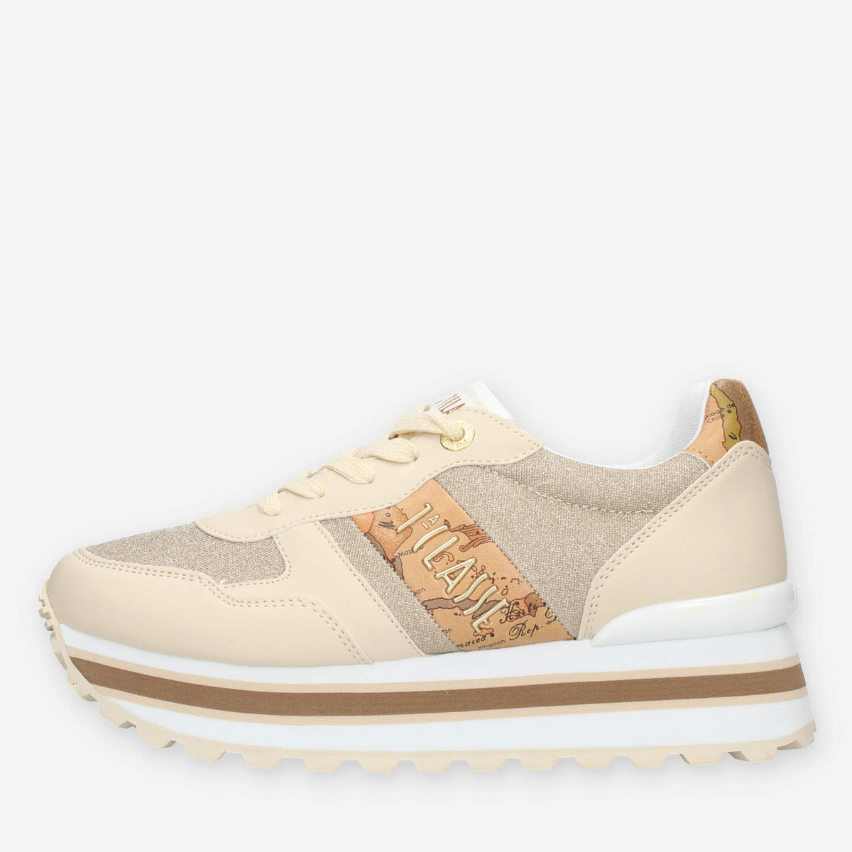Alviero Martini Sneakers linea junior beige e Geo Classic con glitter