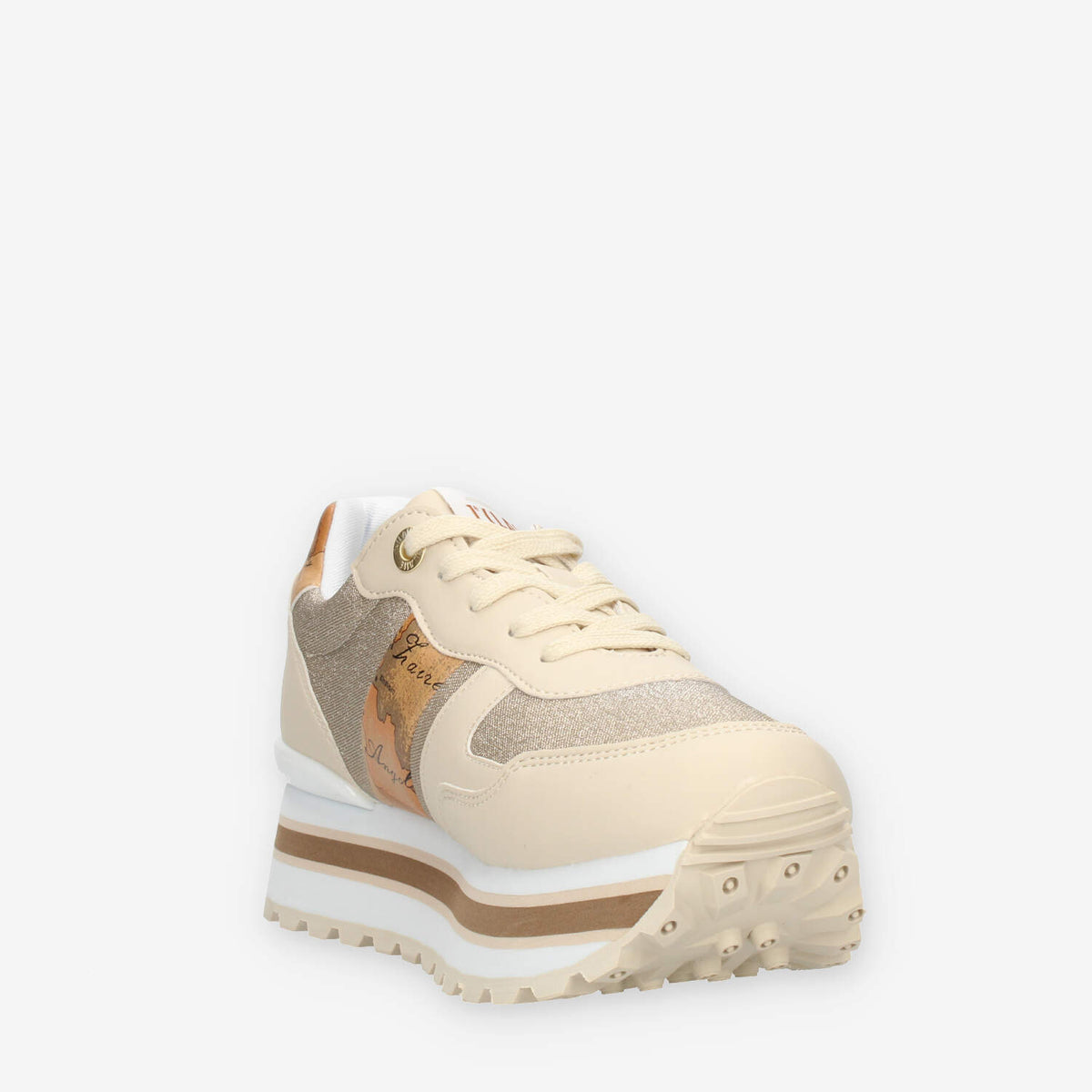 Alviero Martini Sneakers linea junior beige e Geo Classic con glitter