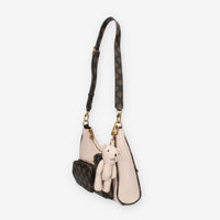 Guess Utility Borsetta a spalla rosa e logato marrone con pendente