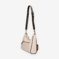 Guess Utility Borsetta a spalla rosa e logato marrone con pendente