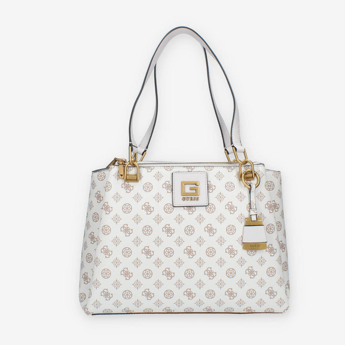 Guess Alva Borsa a spalla a 3 scomparti logata avorio e rosa