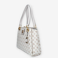 Guess Alva Borsa a spalla a 3 scomparti logata avorio e rosa