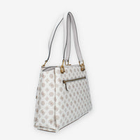 Guess Alva Borsa a spalla a 3 scomparti logata avorio e rosa