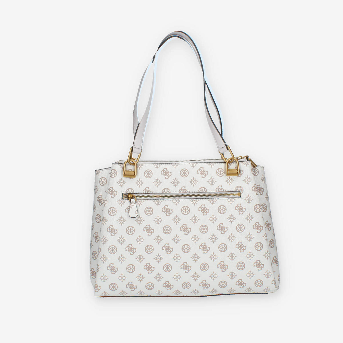 Guess Alva Borsa a spalla a 3 scomparti logata avorio e rosa