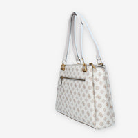 Guess Alva Borsa a spalla a 3 scomparti logata avorio e rosa