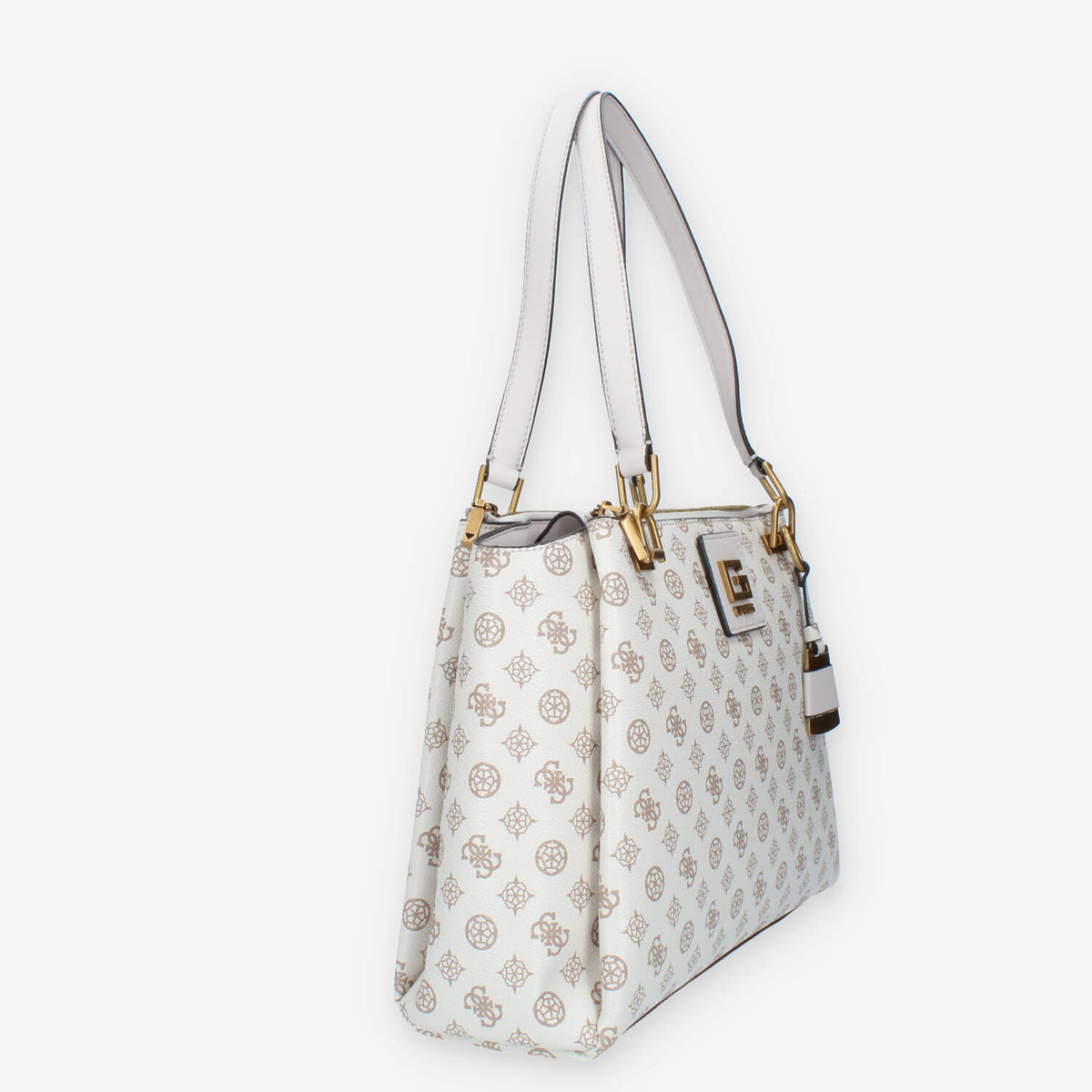 Guess Alva Borsa a spalla a 3 scomparti logata avorio e rosa