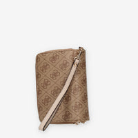 Guess Laurel Portafogli logato beige con doppia zip e polsiera