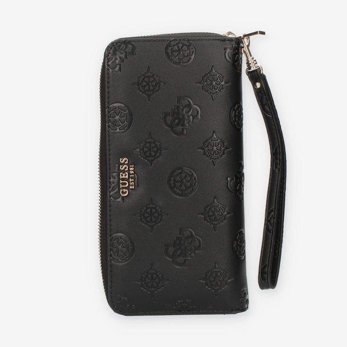 Guess Galeria Portafogli da donna nero logato con zip