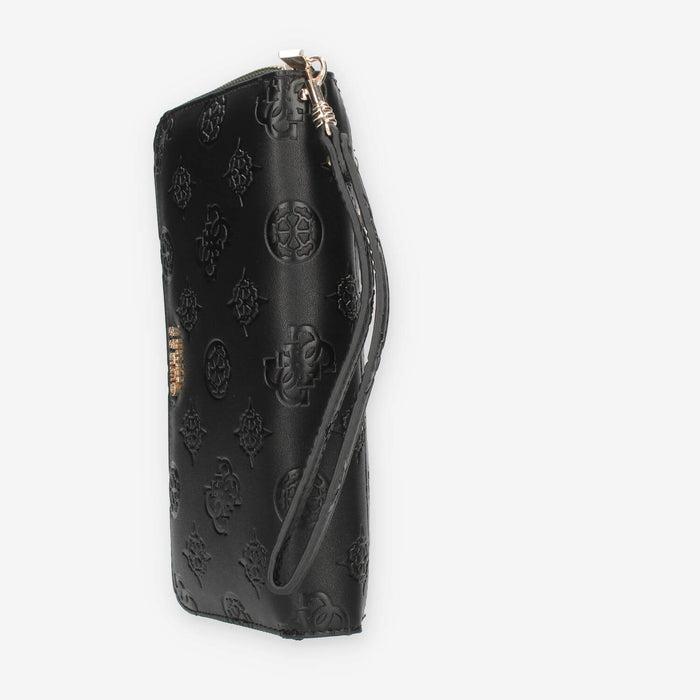 Guess Galeria Portafogli da donna nero logato con zip
