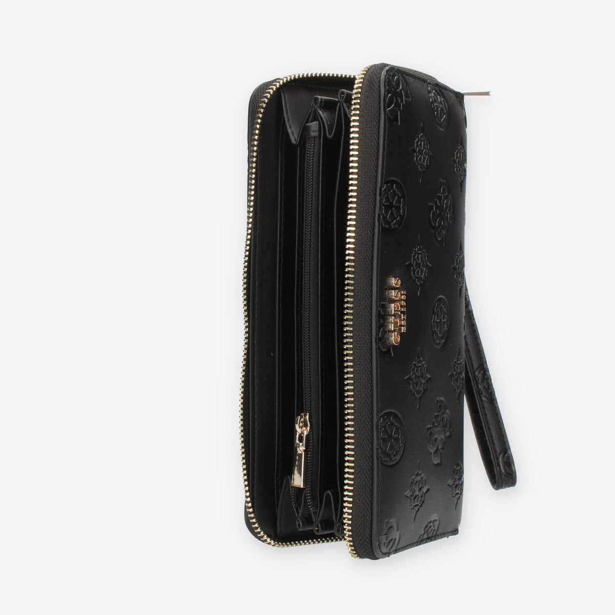 Guess Galeria Portafogli da donna nero logato con zip