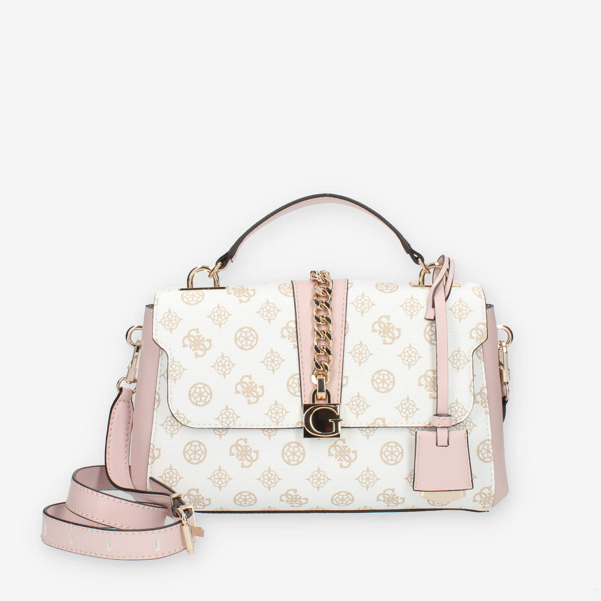 Guess TIberia Borsa a tracolla logata bianca e rosa