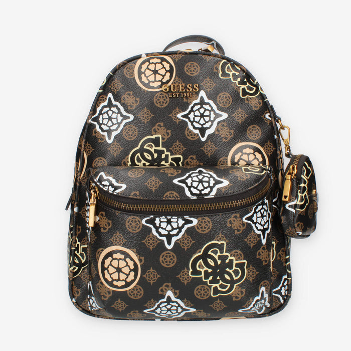 Guess House Party Zaino logato marrone a fantasia