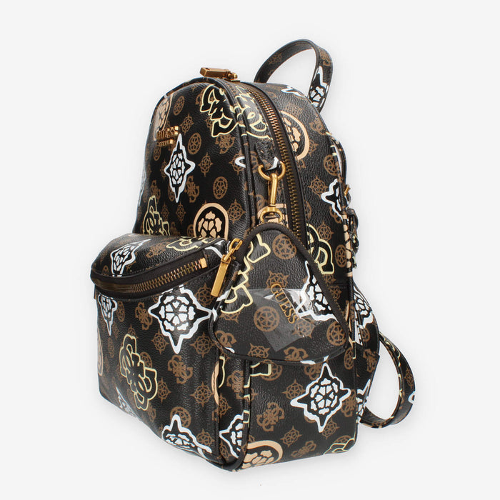 Guess House Party Zaino logato marrone a fantasia
