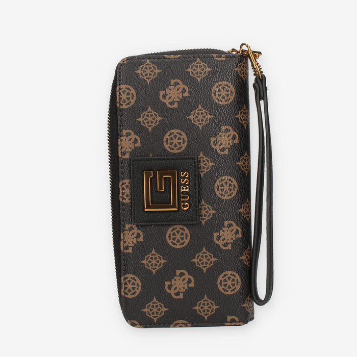 Guess Alva Portafogli marrone logato con zip e polsiera